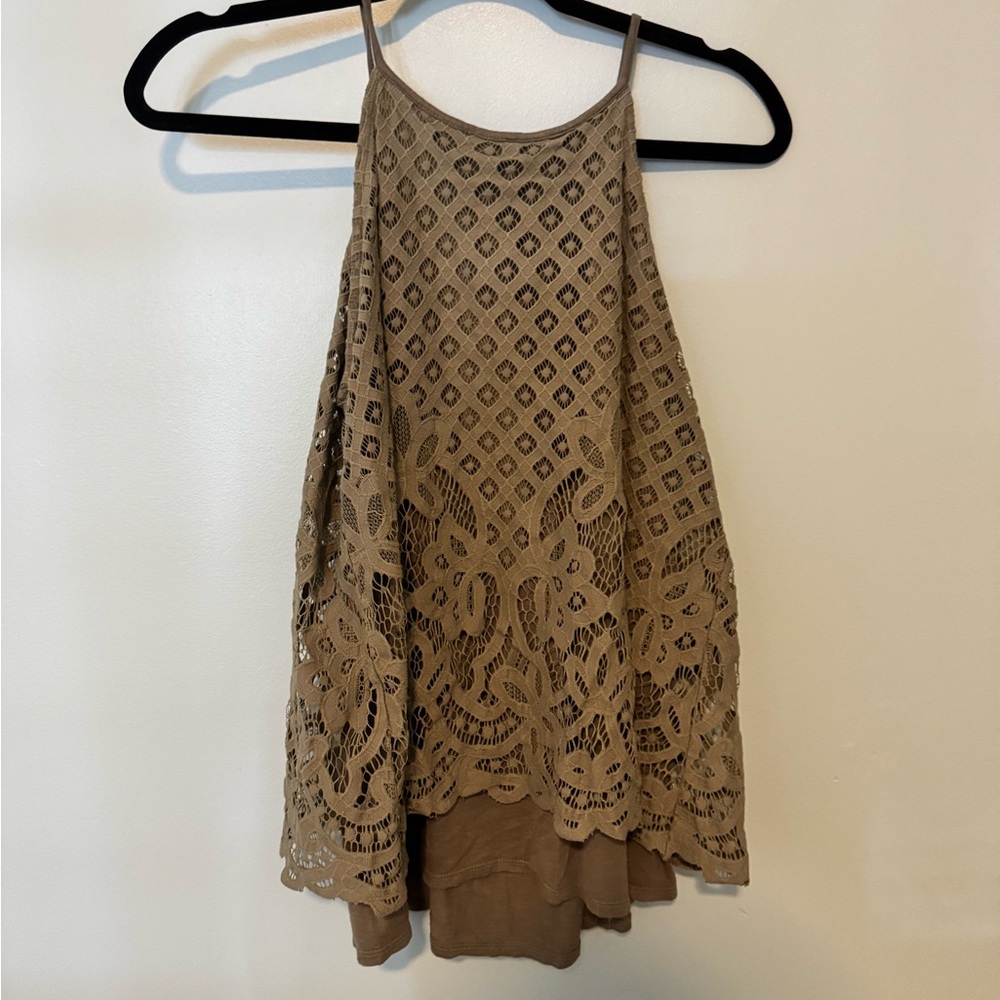Daytrip Tan Lace Detail Top